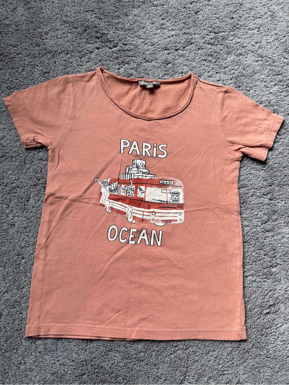 Emile et Ida Pink Coral 'Paris Ocean' Short Sleeve Tee